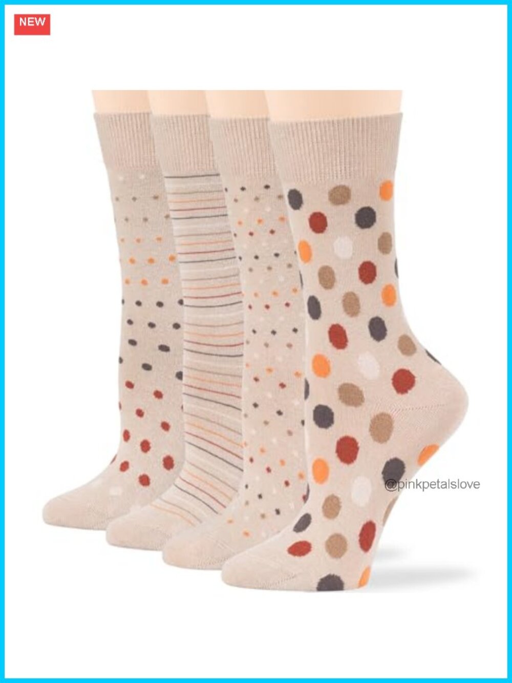 Women's Cotton Crew Socks 4 Pack Patterned Calf Casual Dress